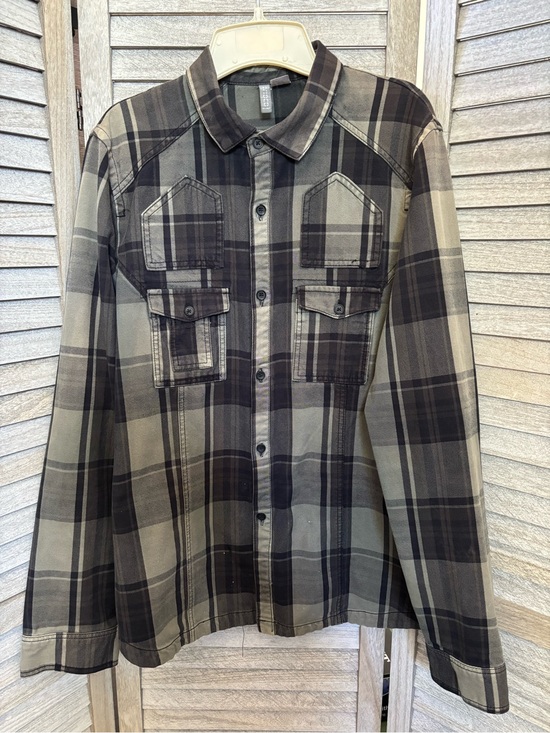 H&M Divided Other - H&M DIVIDED Olive Plaid Western Utility Streetwear 100% Cotton Button-down Shirt
